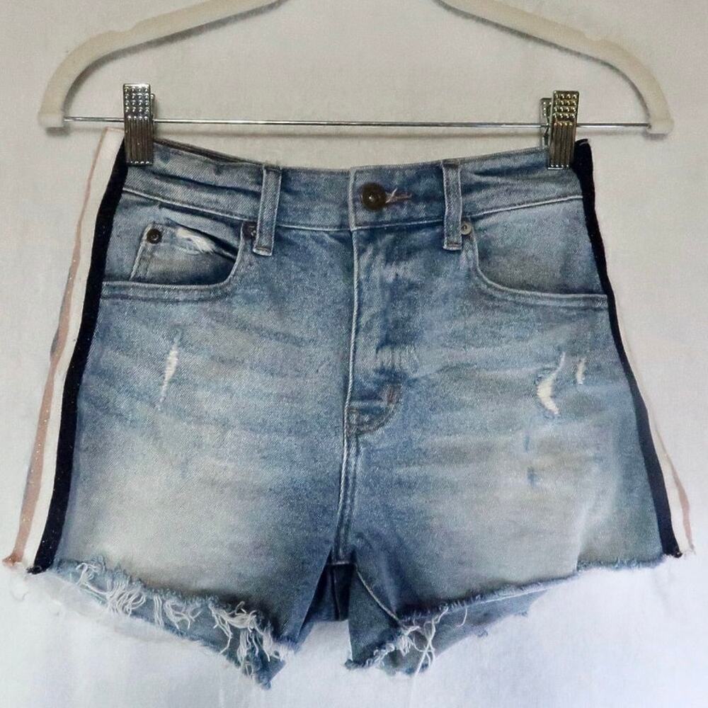 PISTOLA Shorts WINSTON High Rise Denim Side Stripe Cut-Off Denim Women's Size 24